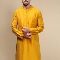 WHITE HEART Jacquard Mandarin Collar Straight Kurta-image-67