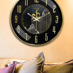 RANDOM Black & Yellow Printed Traditional Wall Clock-13