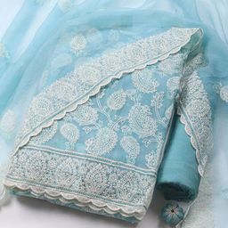 Meena Bazaar Embroidered Organza Unstitched Dress Material-image-63