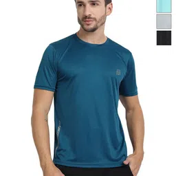 Mast & Harbour Teal Blue & Grey Pack Of 4 Abzorb T-shirts-image-70