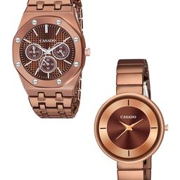 CASADO Men Pack Of 2 Round Dial Straps Analogue Watch COUPLE-629-BROWN-824--image-68