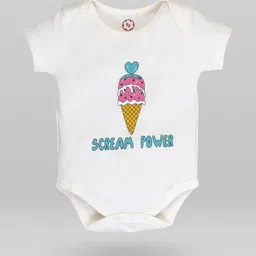THE COTTON BABY Kids White Printed Round Neck Cotton Romper-picture-14