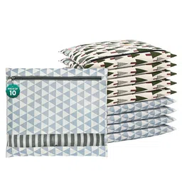 Kuber Industries Grey & Green 10 Pieces Printed Regular Multi-Utility Saree Organisers-17