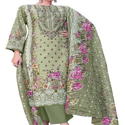 DRAVINAM Trends Embroidered Pure Cotton Unstitched Dress Material-picture-25