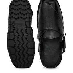 VATELIO Men Black Leather Buckle Casual Sandals-picture-1
