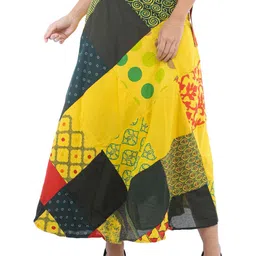 Exotic India Wrap-Around Long Skirt With Printed Patch-work-picture-10