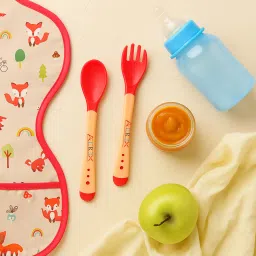 Heat Sensitive Baby Feeding Spoon & Fork Set | Temperature Sensing Spoon - Plastic-14