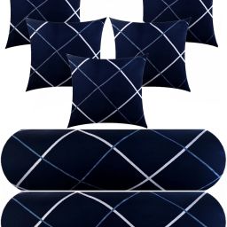 5 Cushion 2 bolster Microfibre Geometric Bolster Pack of 7-image-81
