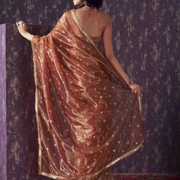 Tikhi Imli Embellished Sequinned  shimmer net saree with sequence embroidery image 3
