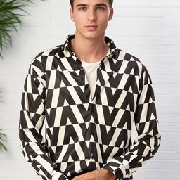SZN Men Comfort Fit Geometric Printed Spread Collar Casual Shirt-image-30