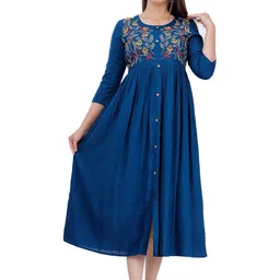 DMP EXPORT Floral Embroidered Pleated Fit And Flare Ethnic Dresses-picture-32