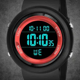 Hala Men Round Dial Digital Watch BEN-BLACK-RED-02-47