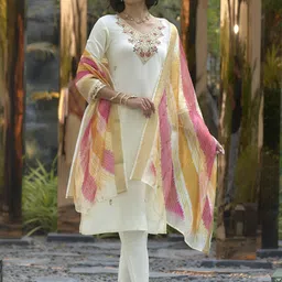 Women Woven Design Kurta with Trousers & Dupatta-picture-42