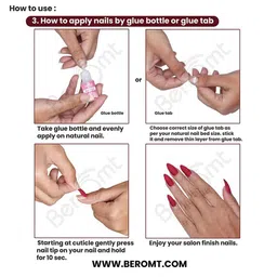 BEROMT Set Of 12 Press On Artificial Nails With Nail Glue, Filler, Cuticle Stick - 359 image 5