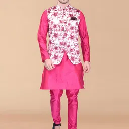 PRINTINDIA Men Regular Pure Silk Kurta with Trousers-23