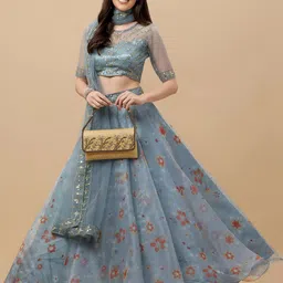 Piludi Embroidered Semi-Stitched Lehenga & Unstitched Blouse With Dupatta-picture-13