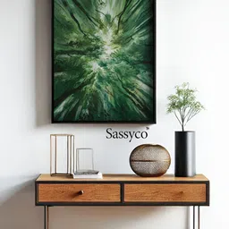 Sassyco Green & White 1 Piece Canvas Abstract Wall Paintings-picture-39