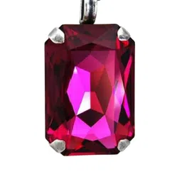 GenZcomplex Silver-Plated Ruby Stones Studded Square Shaped Pendant-5