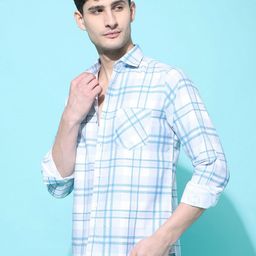 Metronaut Men Regular Fit Spread Collar Checked Cotton Casual Shirt-image-71