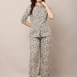 Moda Rapido Floral Printed Three-Quarter Sleeves Shirt With Palazzo-picture-49