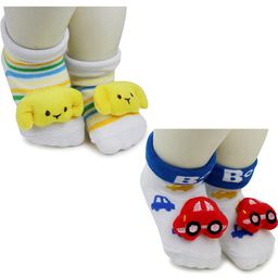 NESKA MODA 6 To 12 Months Baby Set Of 2 Pair Cotton Anti Slip Face Ankle Socks/ Booties-image-84