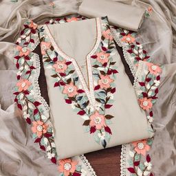 SHADOW & SAINING Embroidered Pure Silk Semi-Stitched Dress Material-picture-41
