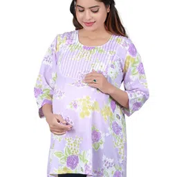 Uzazi Women Floral Printed Pure Cotton Maternity Top-image-51