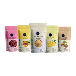 VEDICINE Set Of 5 Rose Petal Wild Turmeric Mutani Mitti Lemon Sandalwood  Mask-75g Each-17