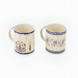 Fabindia Off White & Blue Solid Ceramic Glossy Mugs Set of Cups and Mugs-38