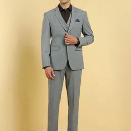 Allen Solly Textured Slim Fit Single-Breasted Three Piece Formal Suit-image-21