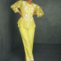 AUTUMN LANE Embroidered Pure Cotton Top With Trousers Co Ords-picture-32