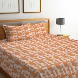 Myntra Elegant Homes Orange-Colored & White Striped Cotton Double King Bed Cover-image-45