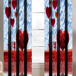 Aura Blue & White 2 Pieces Abstract Printed Window Curtain-46