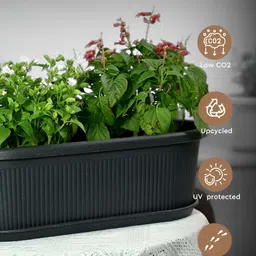 eha Set Of 2 Black & Off-White Textured PlantersPot image 4