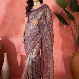 KALINI Embellished Sequinned Net Saree-12