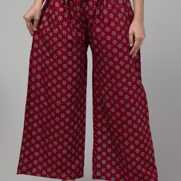 FAMBEE Women Printed Flared Knitted Ethnic Palazzos-image-96