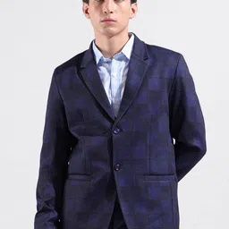 The Indian Garage Co. X Luxe Checked Comfort-Fit Single Breasted Blazer-42