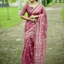 KALINI Ethnic Motifs Prined Block Print Saree-picture-26