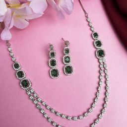 StileAdda Silver-Plated American Diamond Studded Layered Jewellery Set-18
