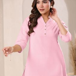 Janasya Women's Pink Cotton Solid A-line Top-image-71