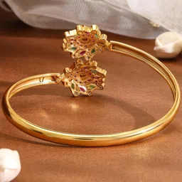 Rubans 18K Gold-Plated Ruby Kundan Studded Openable Bangle image 4
