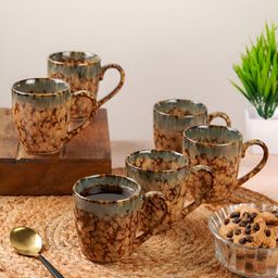 CDI Brown Handcrafted and Hand Painted Textured Ceramic Glossy Mugs Set of Cups and Mugs-25