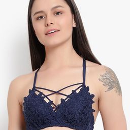 BRACHY Blue Floral Heavily Padded Non-Wired Bralette Bra-picture-36
