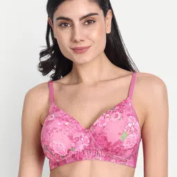 Aimly Floral Printed Full Coverage Seamless Heavily Padded Non-Wired Dry-Fit Push-Up Bra-56