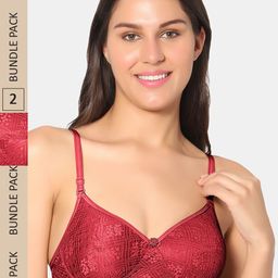 Sonari Pack Of 2 Self Design Lightly Padded Non-Wired Bra-image-25