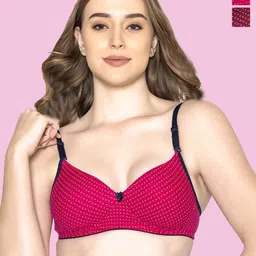 B'ZAR Pack Of 2 Full Coverage Lightly Padded Cotton T-shirt Bras With All Day Comfort-image-3