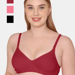 KOMLI Pack of 3 Cotton Bra - Full Coverage Lightly Padded-picture-5