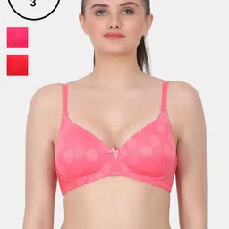 Amour Secret Pack Of 3 Full Coverage Polka Dot Lightly Padded All Day Comfort Everyday Bra-picture-19