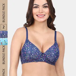 Amour Secret Pack Of 2 Geometric Printed Lightly Padded Non-Wired All Day Comfort Bra-picture-52