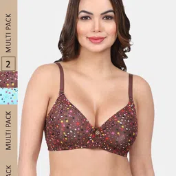 Amour Secret Pack Of 2 Polka Dots Printed Lightly Padded Full Coverage T-shirt Bra-5